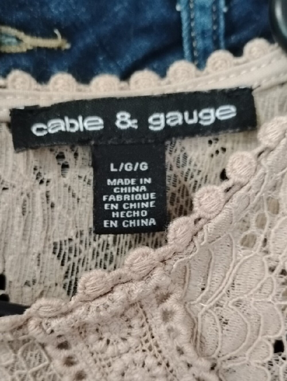 Cable & Gauge Beige Lace Long-Sleeve Blouse - Picture 2 of 5